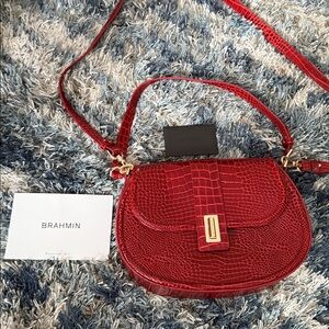 Brahmin Cynthia Croc-Embossed Shoulder Bag